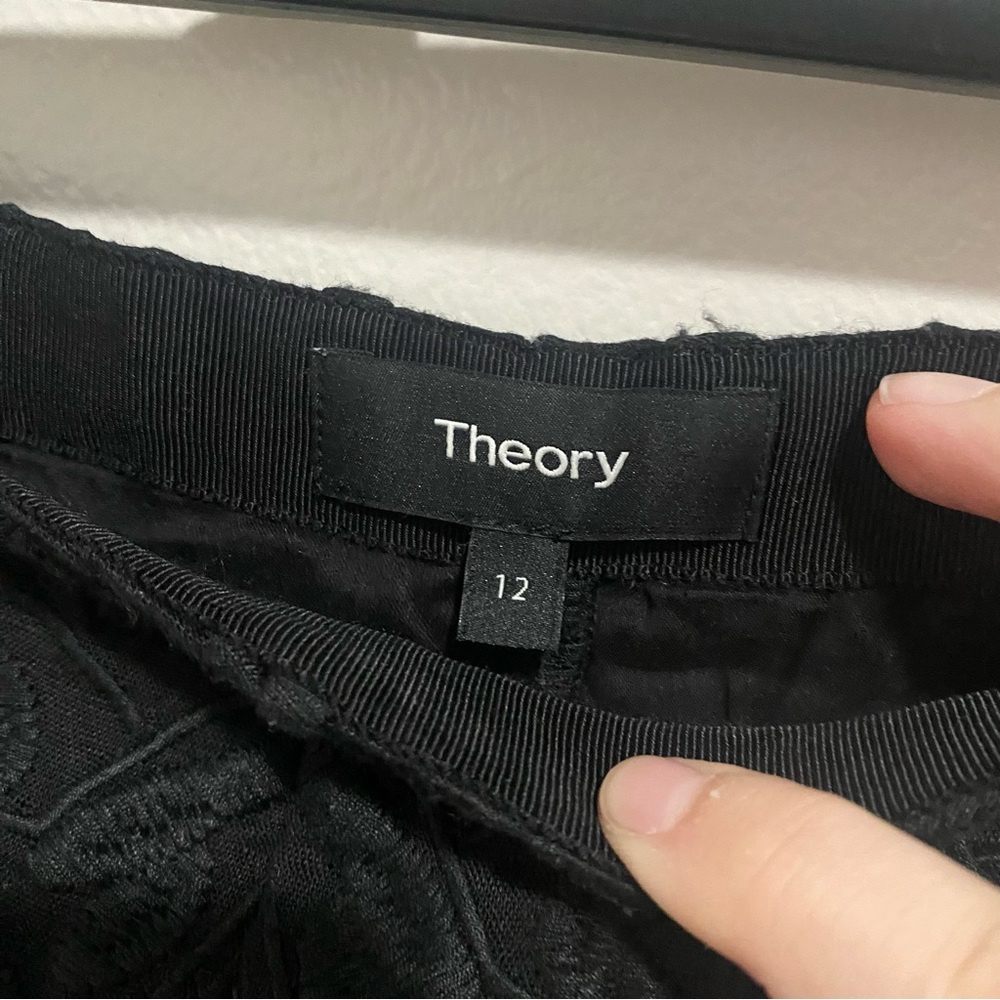 Theory Black Lace Eyelet Side Zip Shorts - Picture 4 of 5